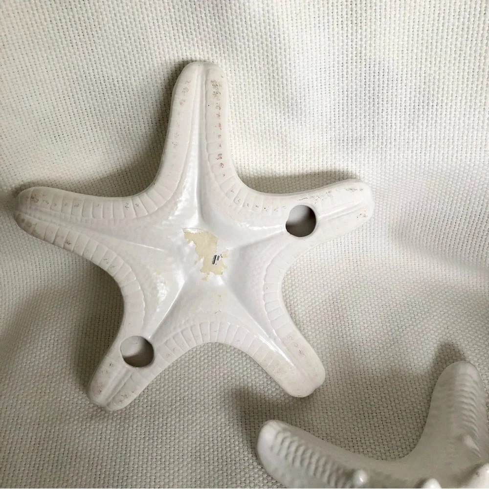 Ceramic seastar starfish candle holders cream